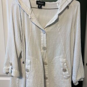 Jones New York White Textured Jacket size XL
